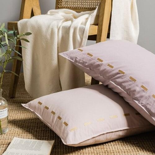 2PCS 100% Cotton Throw Pillow Covers Pure Solid Decorative Pillow Cases Cushion Case for Bedding Student Dormitory Pillowcases