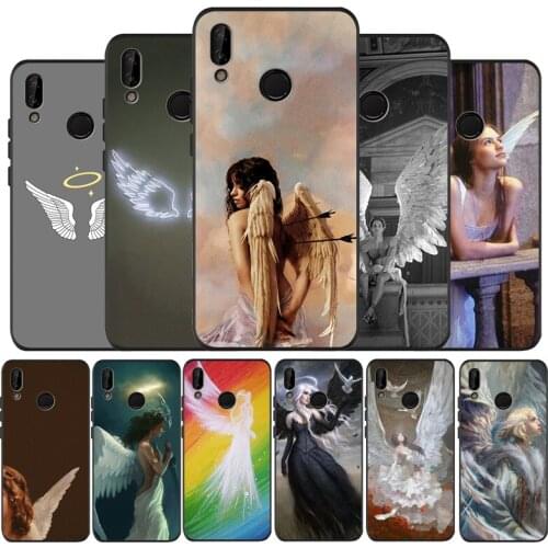 Angel Soft Silicone black Phone Case For Huawei P9 P10 P20 P30 P40 lite P20 P30 P40 pro Y9 Y6 P smart 2019