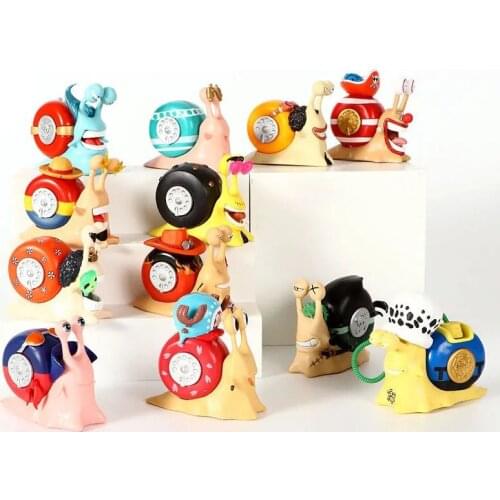 Anime One piece Luffy Buggy Den Den Mushi Nami Robin Franky Brook Telephone Snail Action Figure Collection Anime Model Boys Gift