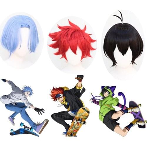 Anime SK8 the infinity Coplay Wig Miya Langa Halloween Carnival Funny Wig Props Red Blue Orange