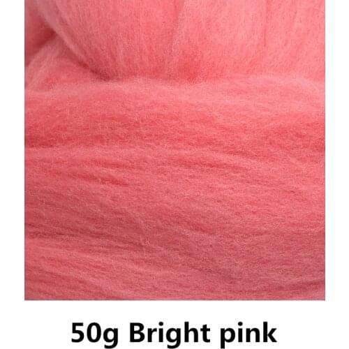 Free shipping 50g Super Fast felting Short Fiber Wool in Needle Felt wool felt color Bright pink wet felting