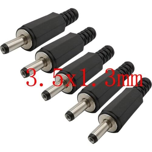 Black DC Connectors 3.5x1.3mm DC Power Male Plug Solder Adapter 3.5*1.3mm DC Supply Plugs Jack Assembled Welding Wire Connector