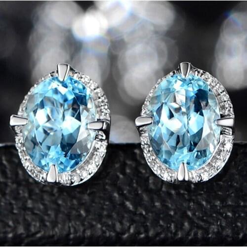 BLACK ANGEL 2020 New Luxury Sapphire 925 Silver Emerald Gemstone Birthstone Stud Earrings For Women Jewelry Wedding Gift
