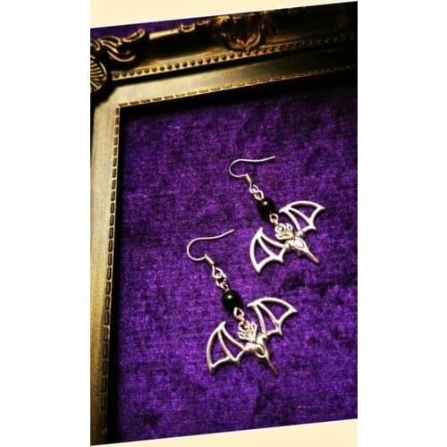 Black Obsidian Bat Earrings/Mystery Jewelry