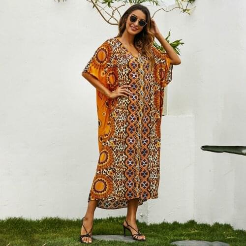 Floral Luxe Kaftan Maxi Dress Oversized Floor Length Regular Wear Caftan New Sunflower Pattern Abaya Africa Hippie Trail Dashiki