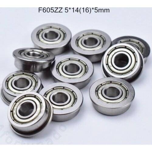 F605ZZ 5*14(16)*5mm 10pieces bearing ABEC-5 605 Flange bearings chrome steel bearing F605 F605Z F605ZZ