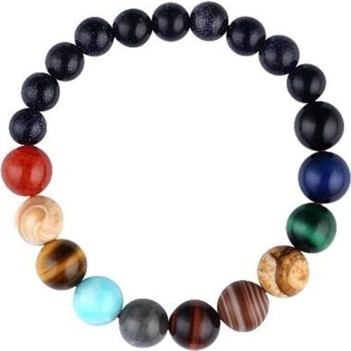 Galaxy Universe Planet Bracelet Volcanic Stone Frosted Agate Double Woven Bracelet Men Jewelry Bracelets Bracelet for Women