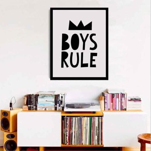 HAOCHUBoys Rule Painting Poster For Living Room Home Decor Painting Print Poster Simple Nordic Wall Picture Canvas Painting