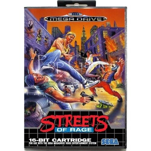 Streets of Rage with Box for 16 bit Sega MD Game Card for Mega Drive for Genesis Video Console