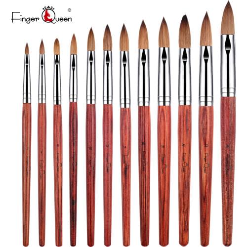 Kolinsky Brush Acrylic Nail Brush UV Gel Painting Drawing Carving Pen for Acrylic Liqiud Powder Mixing Red Wooden Handle Brush