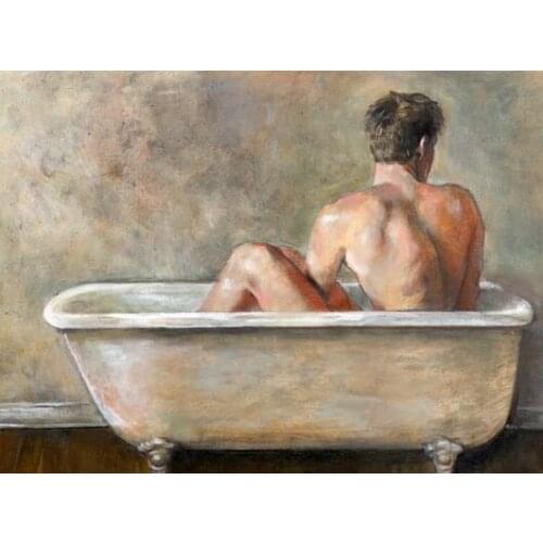 COOL --high quality TOP art oil painting work--nude male Nice Huge GAY oil painting male MAN art- free shipping cost 36"