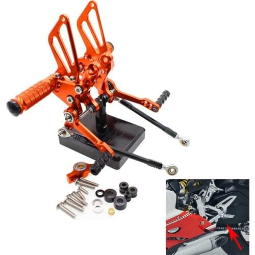 CNC Aluminum Motorcycle Rear Adjustable Rear Sets Set Footrests For Ducati 848 EV0 2008-2013 1198 2009 -2011