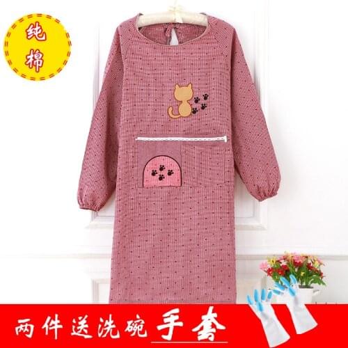 Kitchen cotton long-sleeved apron waterproof and oil-proof
