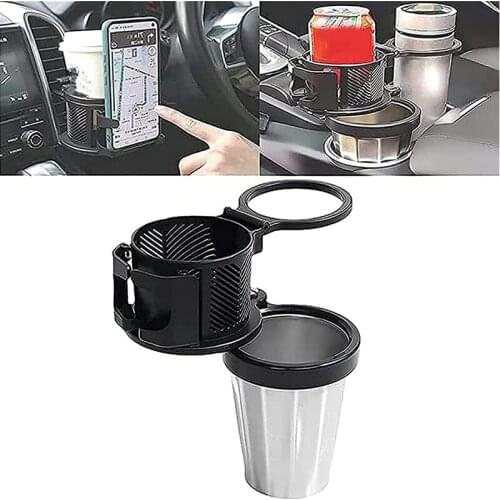 AU04 -2Pcs 3in1 Multifunctional Car Drink Holder Universal Car Cup Holder with 360° Rotating Adjustable Base Water Cup Holder