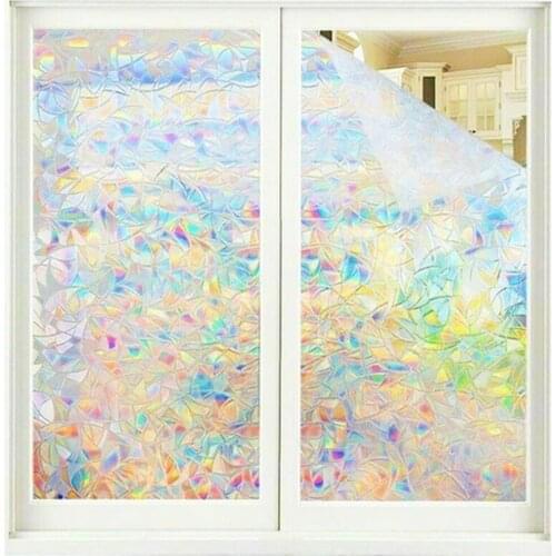 Classic Arc Texture Window Sticker Film High Shading Reflective Rainbow Glass Window Door Cling Sticker Luxury Glass Decal