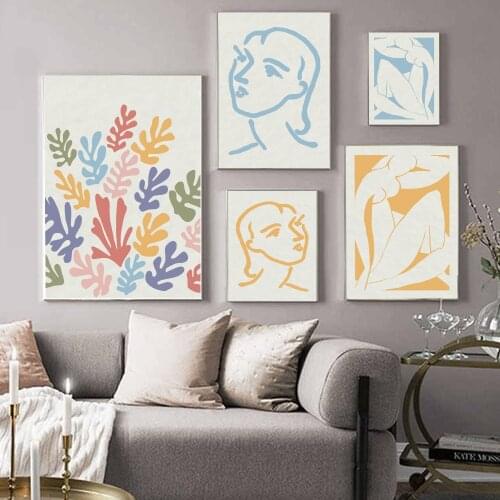 Matisse Colorful Leaf Abstract Girl Curve Wall Art Canvas Painting Nordic Posters And Prints Wall Pictures For Living Room Decor