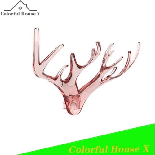 Non-Marking Antler Hook Nordic Wall Decoration Small Clasp Creative Personality Key Hook Super Bearing Waterproof Plastic Shelf
