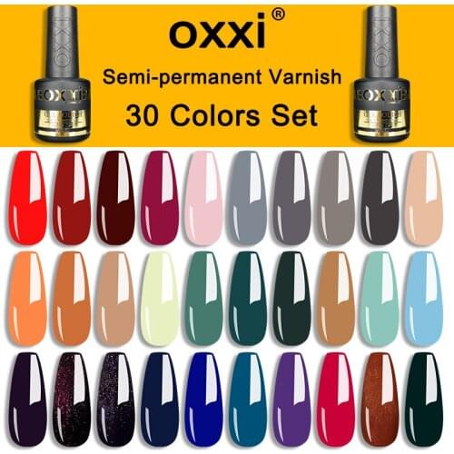 OXXI 8ml Gel Varnishes for Nails Set Soak off Semipermanent Nail Polish Kit 30Colors Manciure UV Gel Polish Hot Sale Gel Paints