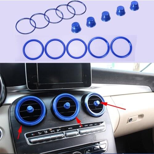 Front Air Vent Outlet Dec Blue Ring Cover Trim For Mercedes-Benz GLC Class X205 2016-2017 & C Class W205 2015-2017