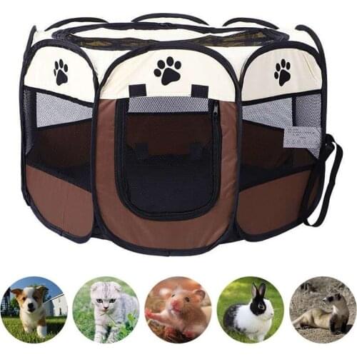 Portable Folding Pet Tent Dog House Octagonal Cage For Cat Tent Playpen Puppy Kennel Easy Operation Fence Outdoor Big Dogs House