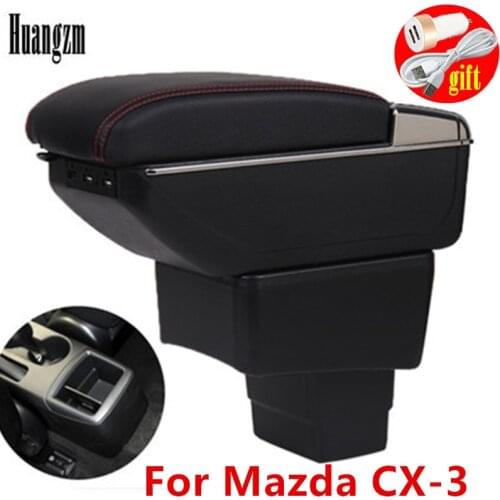Car armrest box For Mazda CX-3 For Mazda 2 central Store content box Dual Layer USB Charging cup holder ashtray Car accessories