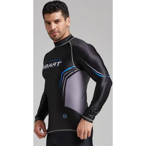 Mens Long Sleeve UPF 50+ Swim Shirt Rash Guard Top Printed Rashguard T-Shirt Compression Swimming Surfing Suit