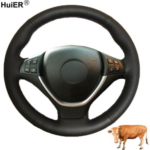 Hand Sewing Car Steering Wheel Cover Top Layer Cow Leather Volant For BMW E70 X5 2008-2010 2011 2012 2013 E71 X6 2008 2009-2014