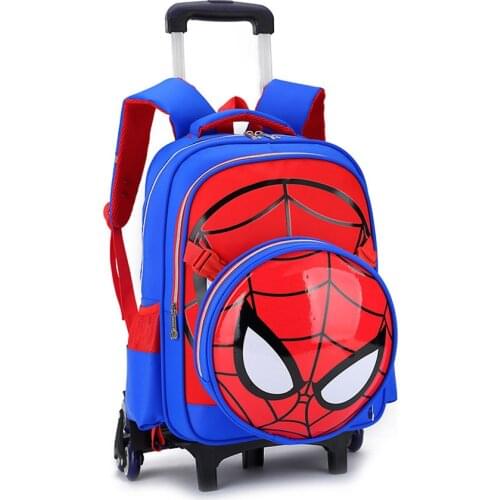 2017 New school bag with 6wheel Removable backpack Cartoon orthopedic school bags trolley school bags for girls boys 3-6 grade
