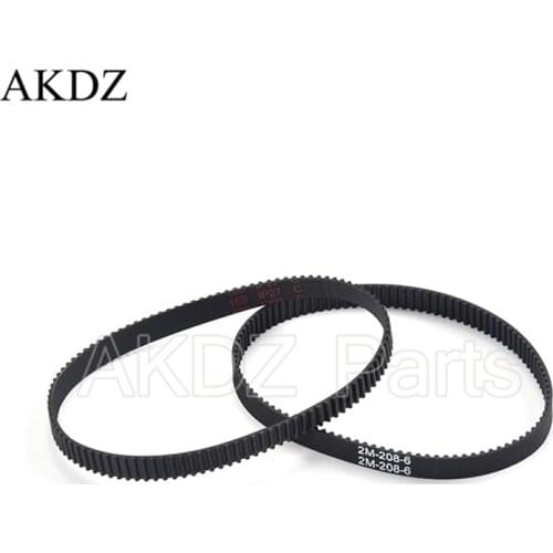2MGT 2M 2GT Synchronous Timing belt Pitch length 208 width 6mm/9mm Teeth 104 Rubber closed