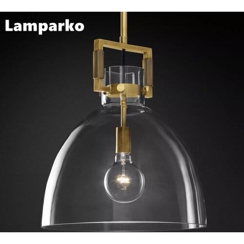 Machinist Glass Cloche Pendant 10" Modern Clear Suspension Hanging Light Ceiling Chandelier Lamp for Kitchen Island Over Table