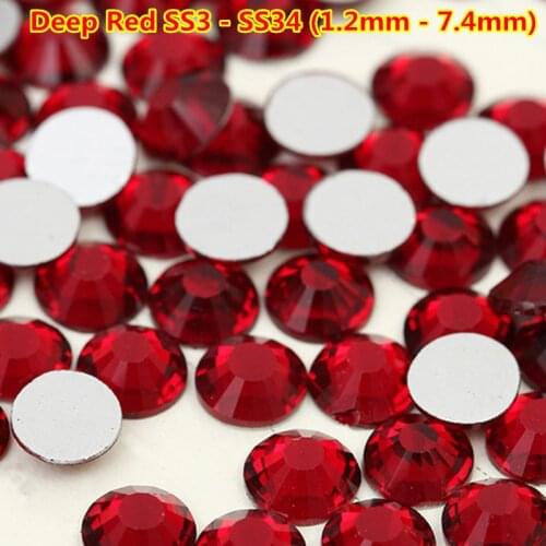 Free Shipping 1440 ss16 Deep Red 3d Nail Art Rhinestones ss3 ss10 Nail Stones Glass Crystal Lot Mix Sizes decoracion de unas DIY