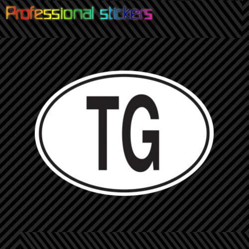 TG Togo Country Code Oval Sticker Decal Self Adhesive Togolese Euro Stickers for Motos, Cars, Laptops, Phone