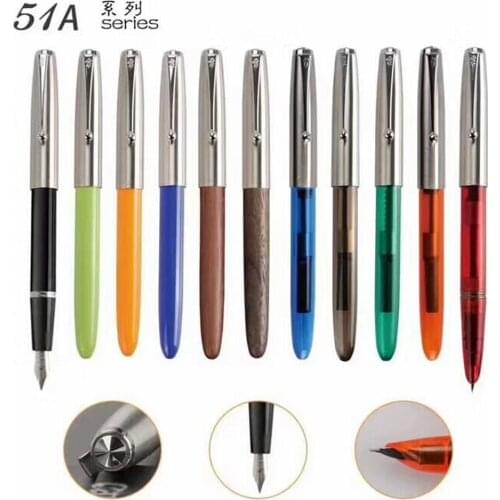 High quality JINHAO classic 51-A Fountain Pen gray aurora Acrylic wood stainless steel Retro School Office Supplies ink pens