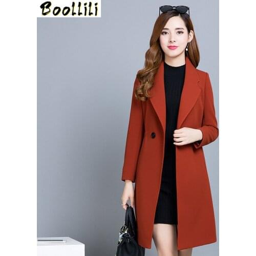 Boollili 2020 Spring Autumn Trench Coat Womens Windbreaker Coats Lady Casual Slim Mid-long Coat Plus Size Women Clothing