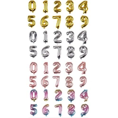 10pcs 16 Inch Number Balloons Foil Letter Ballons Birthday Party Number Wedding Decoration Kids Toys New Year Christmas Balloon