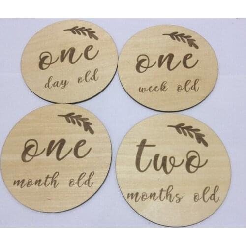 14pcs a lot laser cut wooden monthly milestone plaques new born baby gift