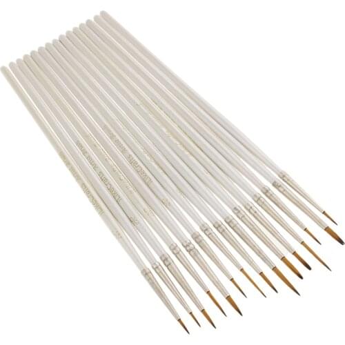 15 Piece Round Pointed Tip Paint Brushes Set for Nail Art Face Body Painting