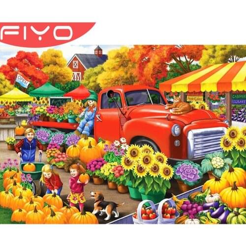 5D DIY Diamond Embroidery Sunflower Cross Stitch Farm Harvest Diamond Painting Sale Red Truck Landscape Cross Stitch Home Decor