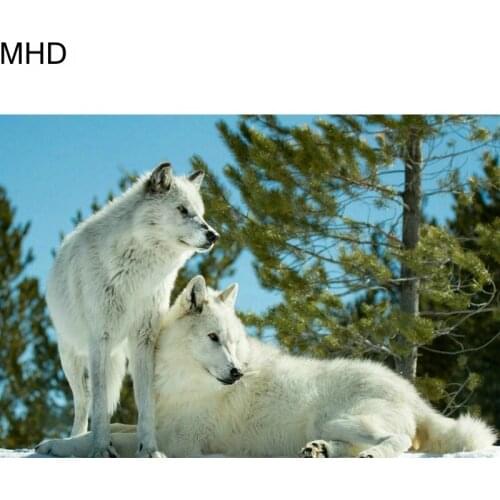 5D DIY Diamond Painting "Wolf" Full Square & Round Diamond Cross Stitch Animal Wall Sticker Art Home Decor Kit