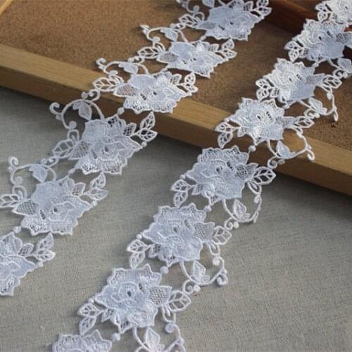 7.5cm2.95" Wide (5Yards/lot) White Water Soluble Lace,Embroidery Venise Lace Trim for Bridal Wedding , Costume Design