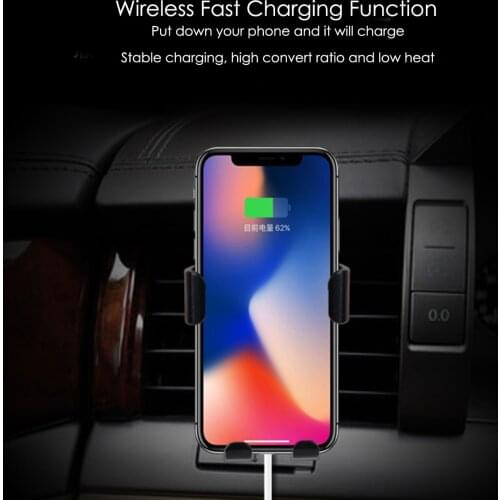 Wireless Car Charger QI Car Vent Gravity Car Chargers Anti-slip Gravity Clutch Charger For IPhone X For 6.0/5.5/4.7/4 Inch