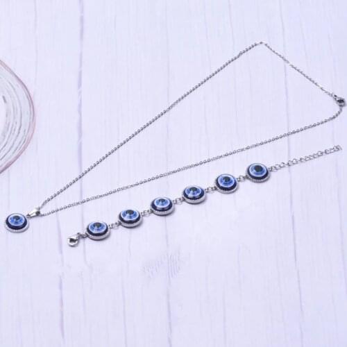 Bracelets/Necklace For Women Girl Lucky Evil Eye Bead Blue Stainless Steel Bracelet/Necklace Chain On The Neck Statement Jewelry