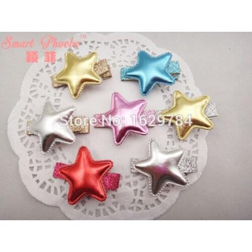 Boutique 30pcs Fashion Cute PU Star Girls Hairpins Solid Kawaii Glitter Cartoon Hair Clips Hair Accessories Princess Headwear