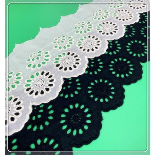 Black Beige Cotton Round Hole Lace Trim Fabric Handmade DIY Accessories Curtain Home Fabric Sewing Material RS3147