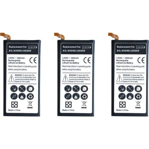 Ciszean 3pcs/lot 2600mAh EB-BA500ABE Replacement Battery For Samsung Galaxy A5 (2015) A5000 A5009 SM-A500F A500F SM-A500FU A500