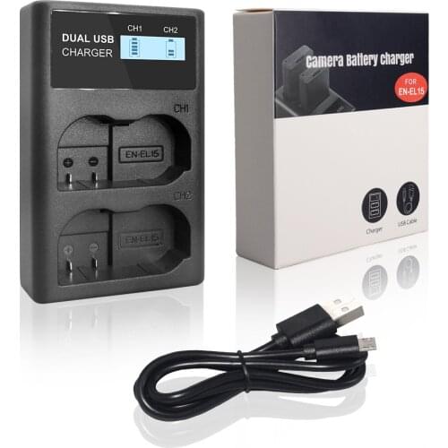 For Nikon EN-EL15 ENEL15 en-el15a EN EL15 LCD USB Charger for Nikon Camera D500 D750 D7100 D7000 MH-25 MB-D15