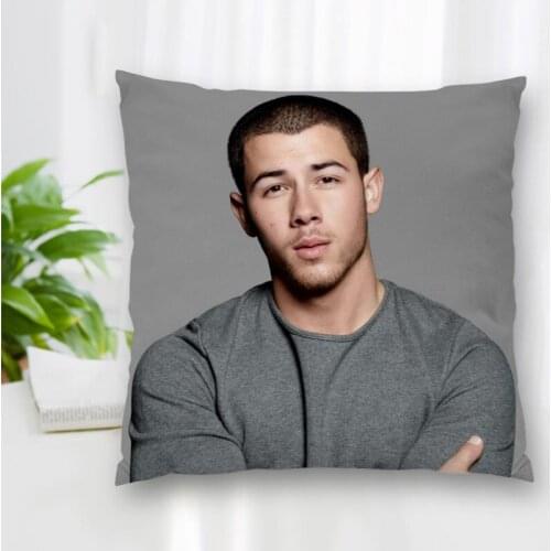 Custom Double Sided Square Pillow Case Nick Jonas Singer Cushion Covers For Home Sofa Chair Decorative Pillowcases With Zipper