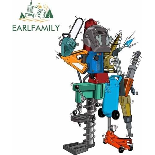 EARLFAMILY 13cm x 8.4cm for Tool Monster Robot Car Stickers Surfboard Windshield VAN Decal Scratch-Proof Motorcycle Car Styling