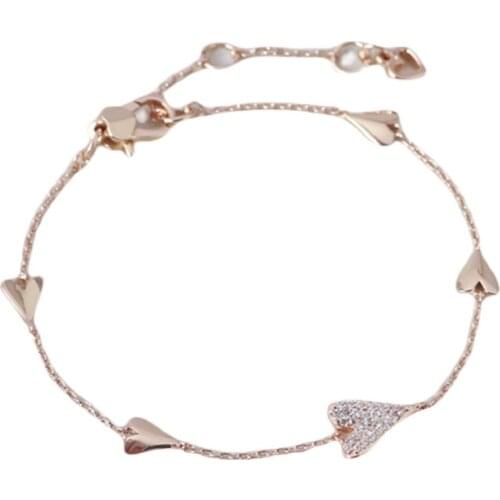 European and American fashion brand jewelry simple small fresh inlaid love peach heart multi-drop girl heart bracelet girl