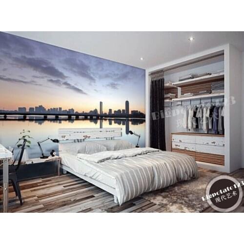 Custom wallpaper photo, the sky under the Boston City Skyline landscape for living room bedroom background wall parede DE Papel